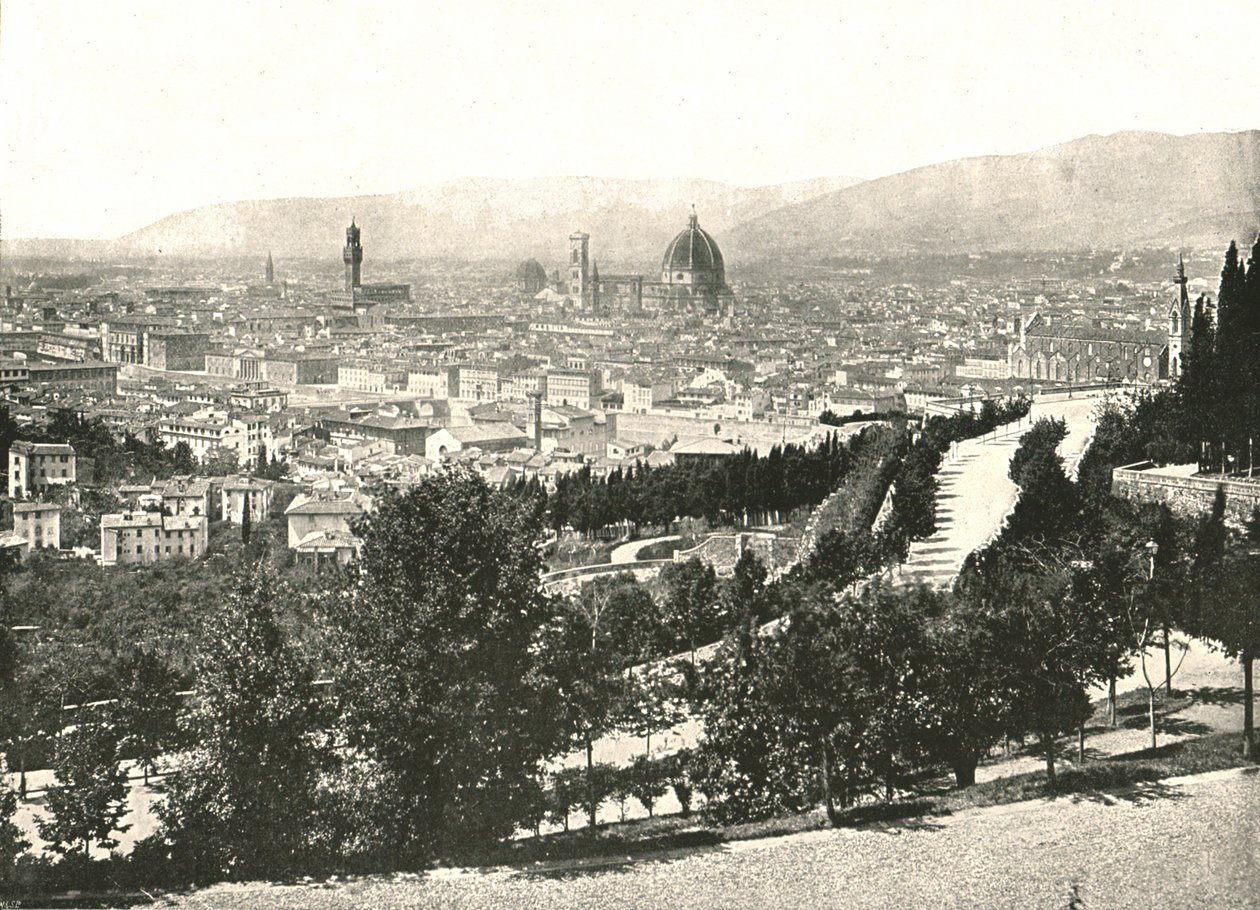 Panorama da cidade de Florença, Itália, 1895. de W and S Ltd
