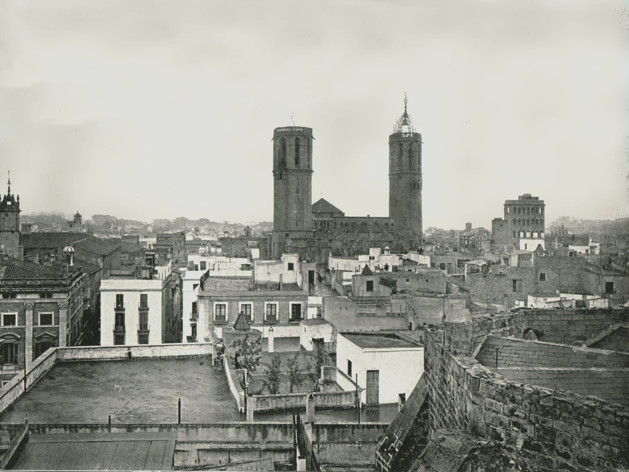 Parte da cidade velha, com catedral, Barcelona, Espanha, 1895. NÃO de W and S Ltd