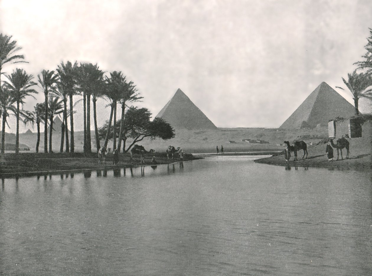 As pirâmides e o Nilo, Gizeh, Egito, 1895. de W and S Ltd