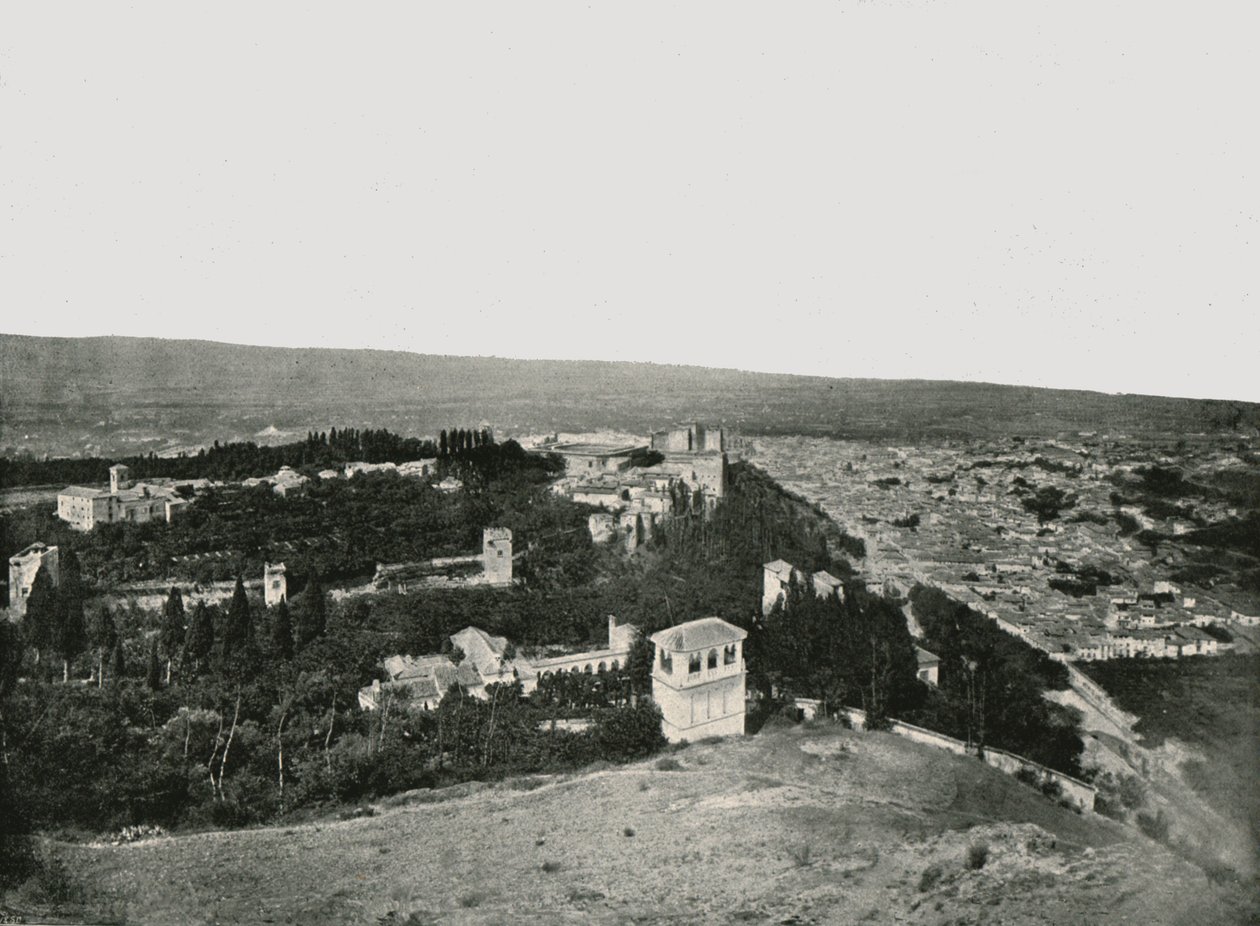 A cidade e o Alhambra, Granada, Espanha, 1895. de W and S Ltd