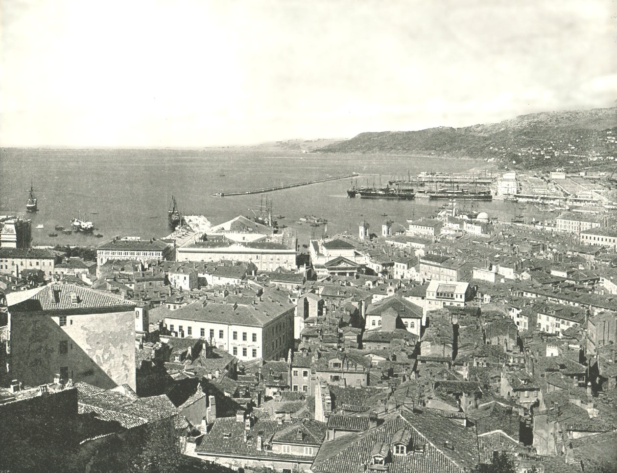 Cidade e porto, Trieste, Itália, 1895. de W and S Ltd