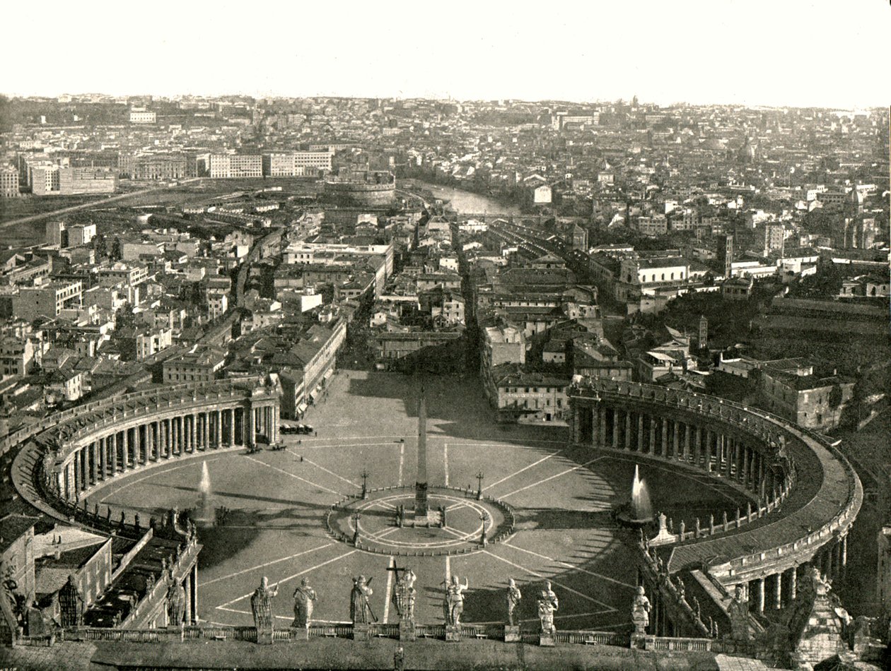 Vista da cúpula de St Peters, Roma, Itália, 1895. de W and S Ltd