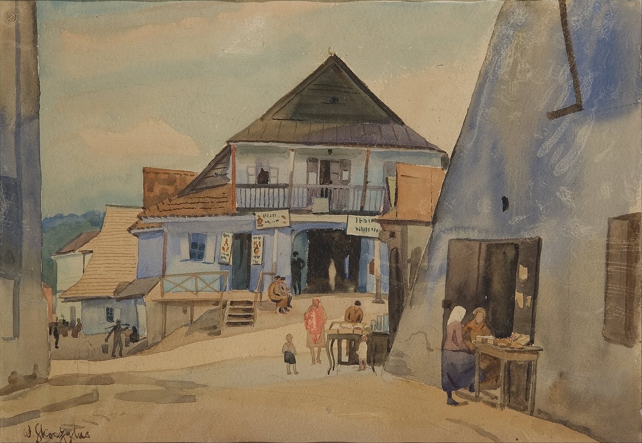 A praça do mercado em Kazimierz no Vístula de Władysław Skoczylas