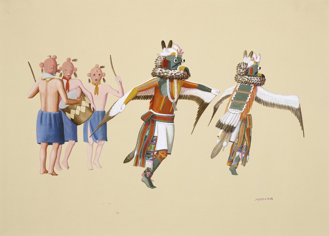 Kwahuh, 1930-40 (tempera em papel tufado) de Waldo Mootzka