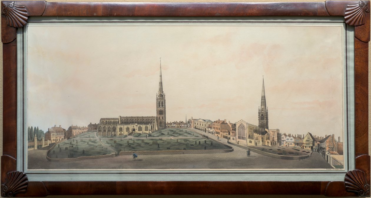 Uma vista panorâmica da cidade de Coventry (wc com caneta e tinta no papel) de Walker