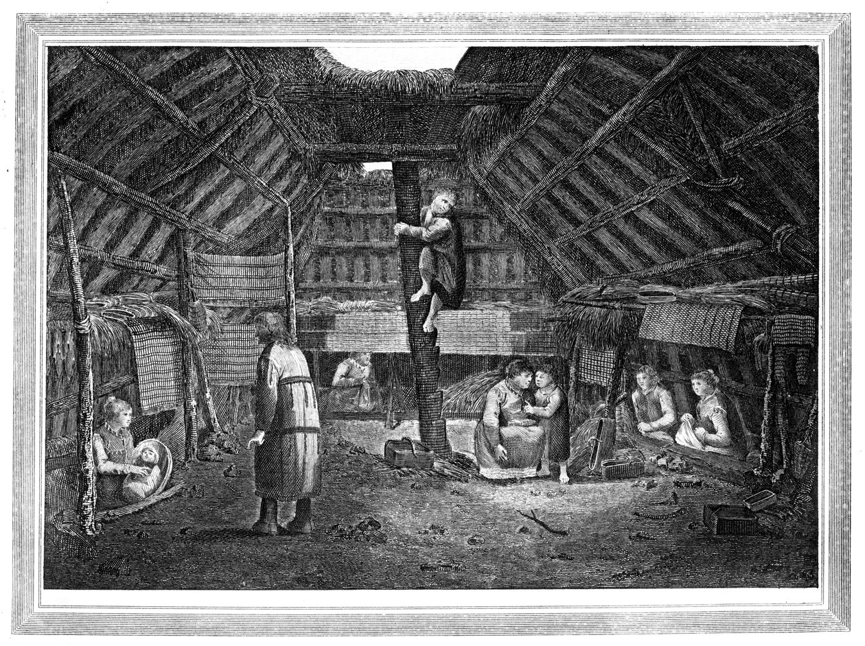 Dentro de uma casa em Oonalashka, c1776-1779. de Walker
