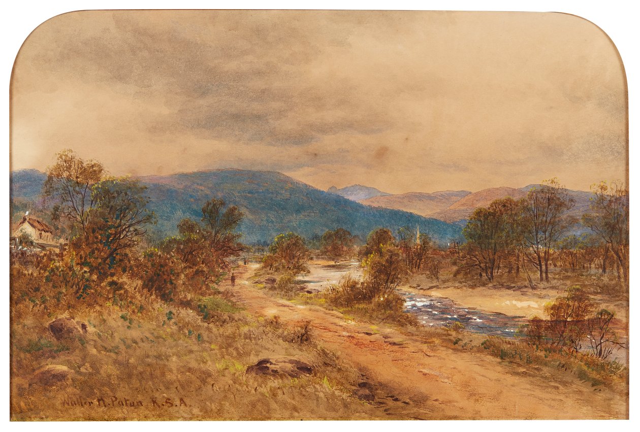The Road to Glen Cluny, Braemar - 1876 (aquarela) de Waller Hugh Paton