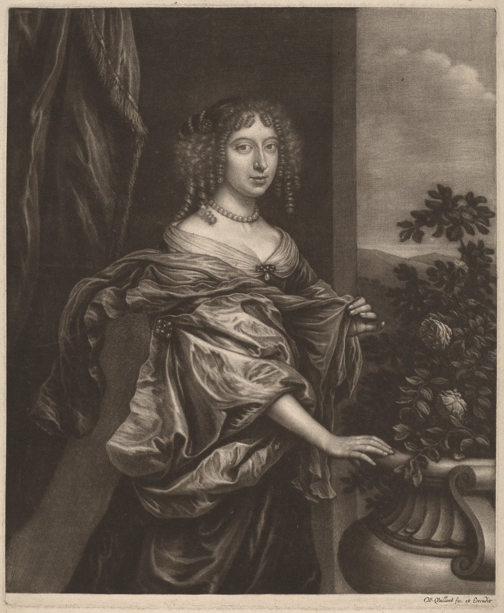 Retrato de uma senhora ao lado de um Rose Bush de Wallerant Vaillant