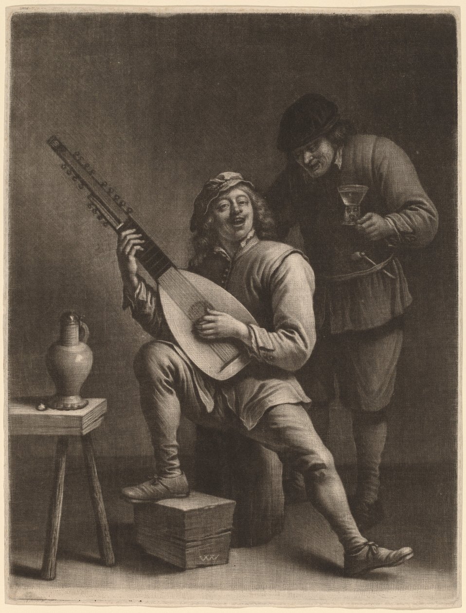 O tocador de alaúde e o bebedor de Wallerant Vaillant after David Teniers the Younger