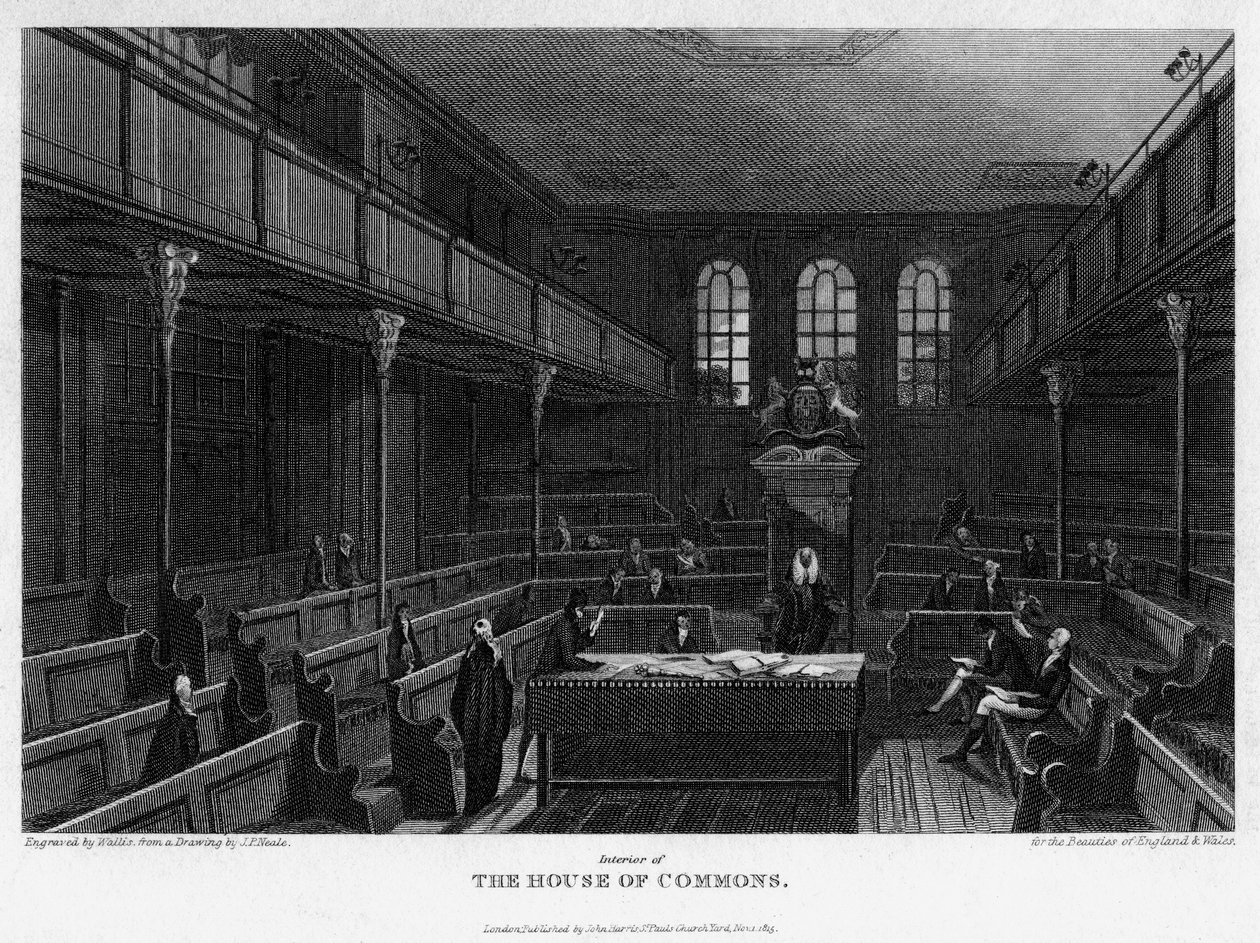 Câmara da Câmara dos Comuns, Westminster, Londres, 1815. de Wallis