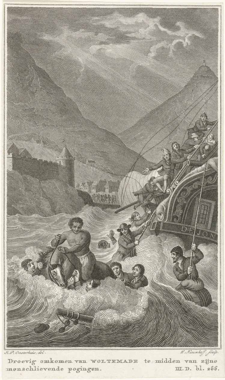 Morte de Woltemade no Cabo da Boa Esperança, 1773 de Walraad Nieuwhoff