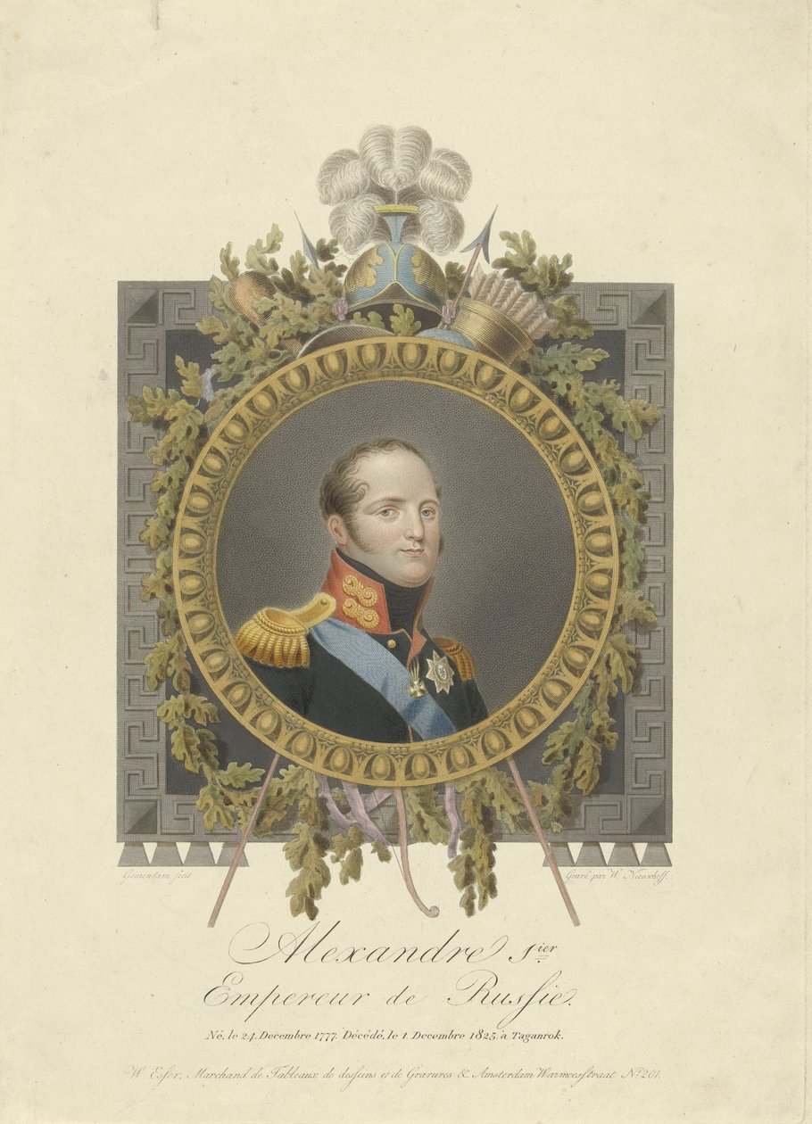 Retrato do czar Alexandre I da Rússia de Walraad Nieuwhoff