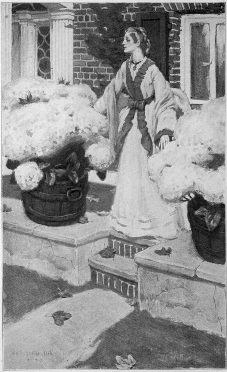 Frontispício da primeira edição do Santuário, uma novela de Edith Wharton de Walter Appleton Clark