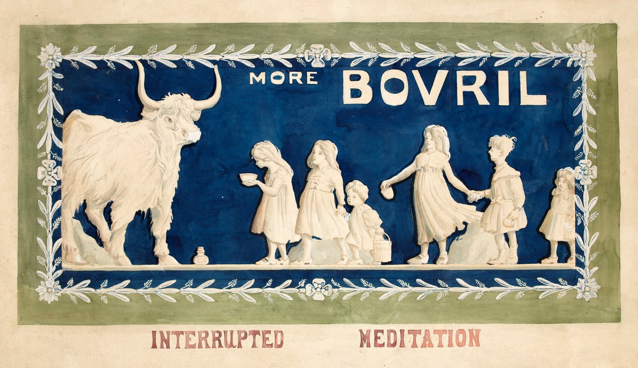 Meditação Interrompida , um desenho para um pôster de Bovril de Walter Bonner Gash