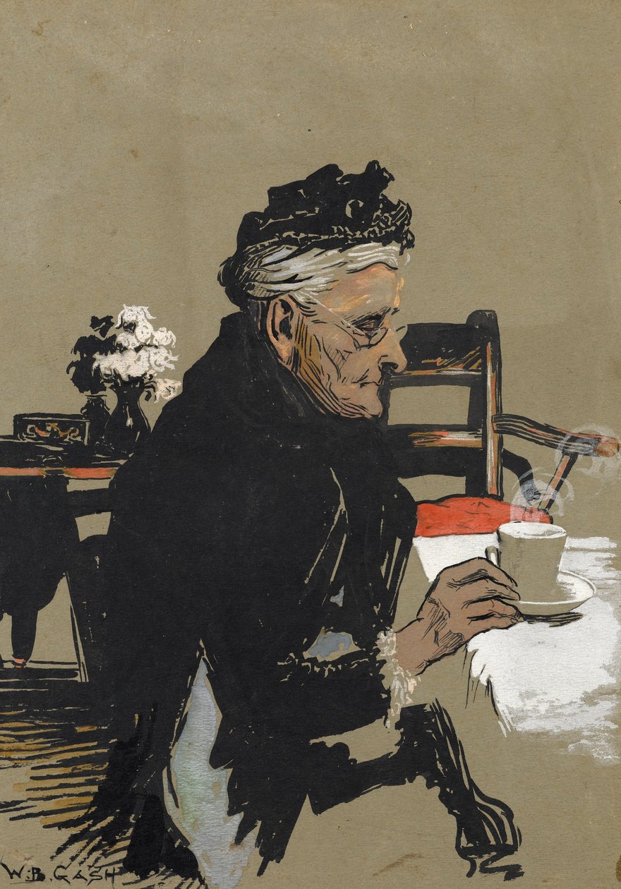 Os artistas mãe desfrutando de uma xícara de chá de Walter Bonner Gash