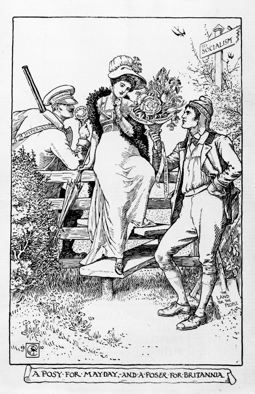Um Posy para Mayday e um poser para Britannia, 1910 de Walter Crane