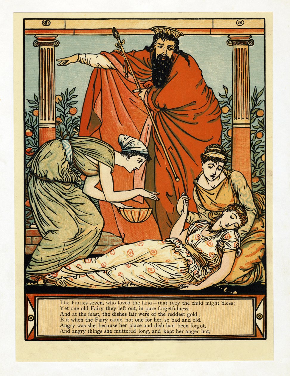 E ela cai no sono como a morte, do The Blue Beard Picture Book, pub. 1879 de Walter Crane
