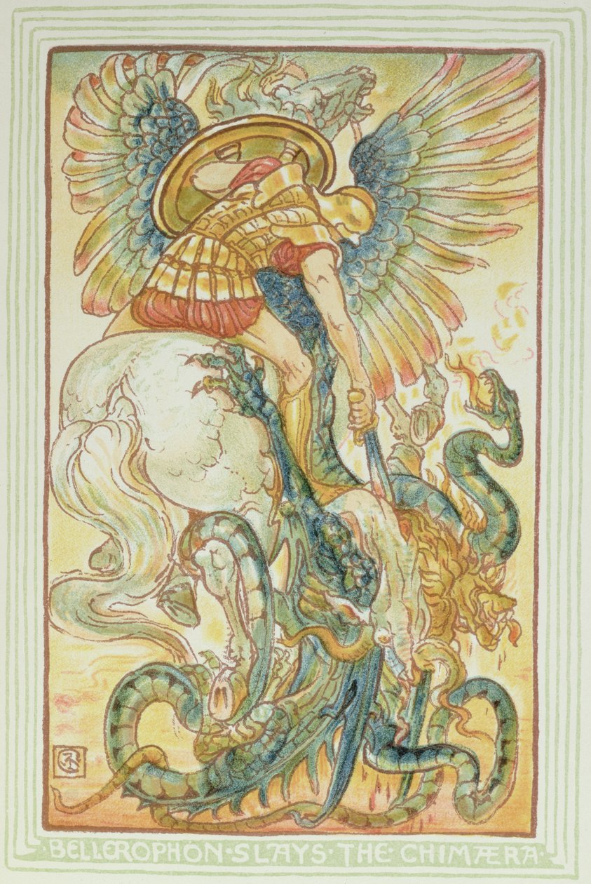 Belerofonte lutando contra a quimera, 1895 de Walter Crane
