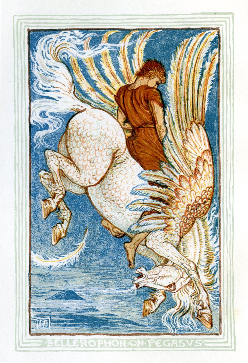 Bellerophon montando Pegasus de Walter Crane