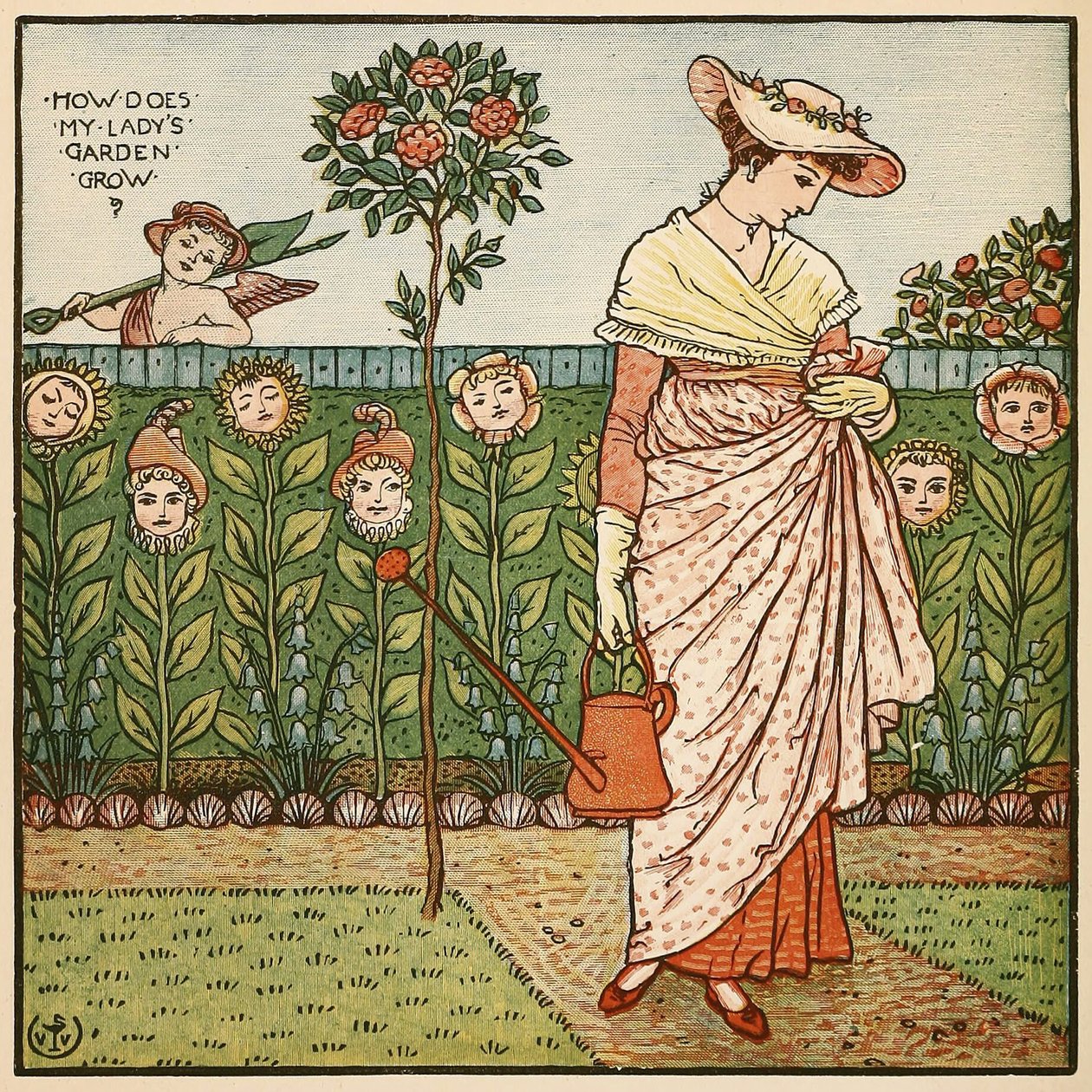 Como meu jardim de Ladys cresce, de Walter Cranes Painting Book, bar. 1889 de Walter Crane