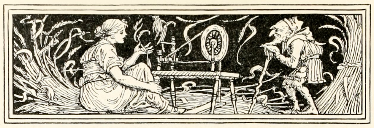 Rumpelstiltskin e a filha de Miller de Rumpelstiltskin de Walter Crane