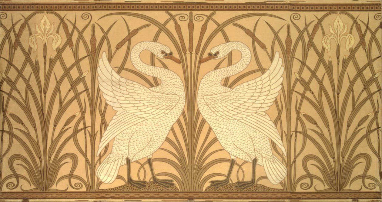 Design de papel de parede cisne de Walter Crane