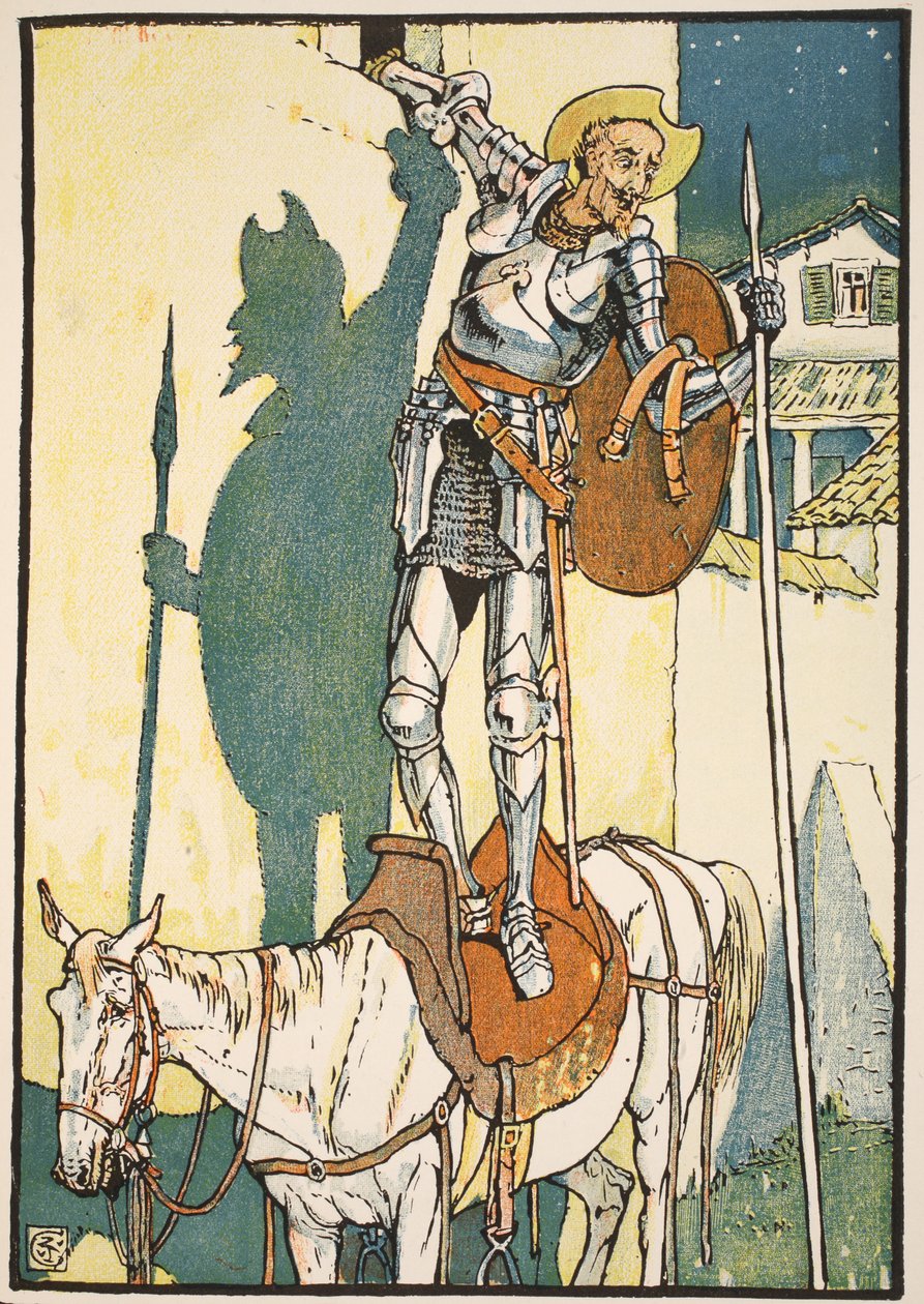 O Encantamento de Dom Quixote, ilustração de &39;Dom Quixote da Mancha&39; recontada pelo juiz Parry, pub. Blackie und Son Ltd, Londres, 1900 de Walter Crane