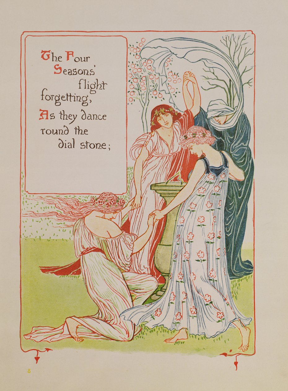 As quatro estações, de "Uma fantasia floral em um antigo jardim inglês" de Walter Crane
