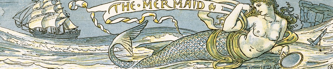 &39;The Mermaid&39;, ilustração de canção de &39;Pan-Pipes&39;, um livro de canções antigas, recentemente arranjado e com acompanhamentos por Theo. Marzials, publicado em Londres por George Routledge und Sons, 1884 (d de Walter Crane