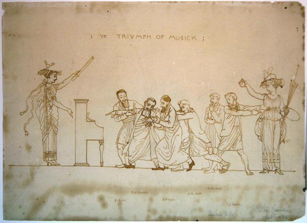 O Triunfo da Música (caneta e tinta marrom sobre grafite no papel) de Walter Crane