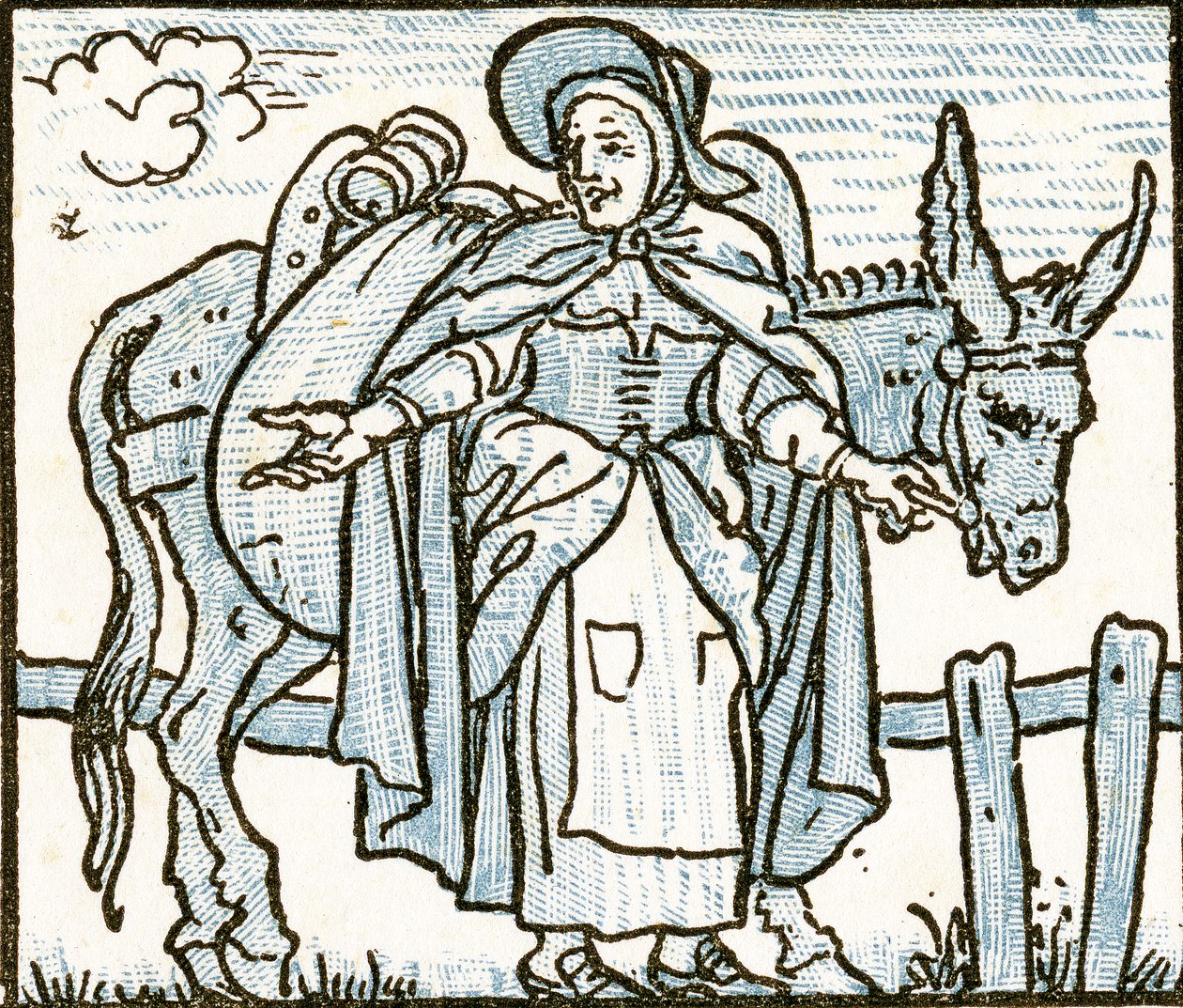 A Viúva vendendo areia, ilustração de canção para &39;Who Liveth So Merry em toda esta terra&39;, de &39;Pan-Pipes&39;, um livro de canções antigas, recentemente arranjado e com acompanhamentos por Theo. Marzials, publicado em Lon de Walter Crane