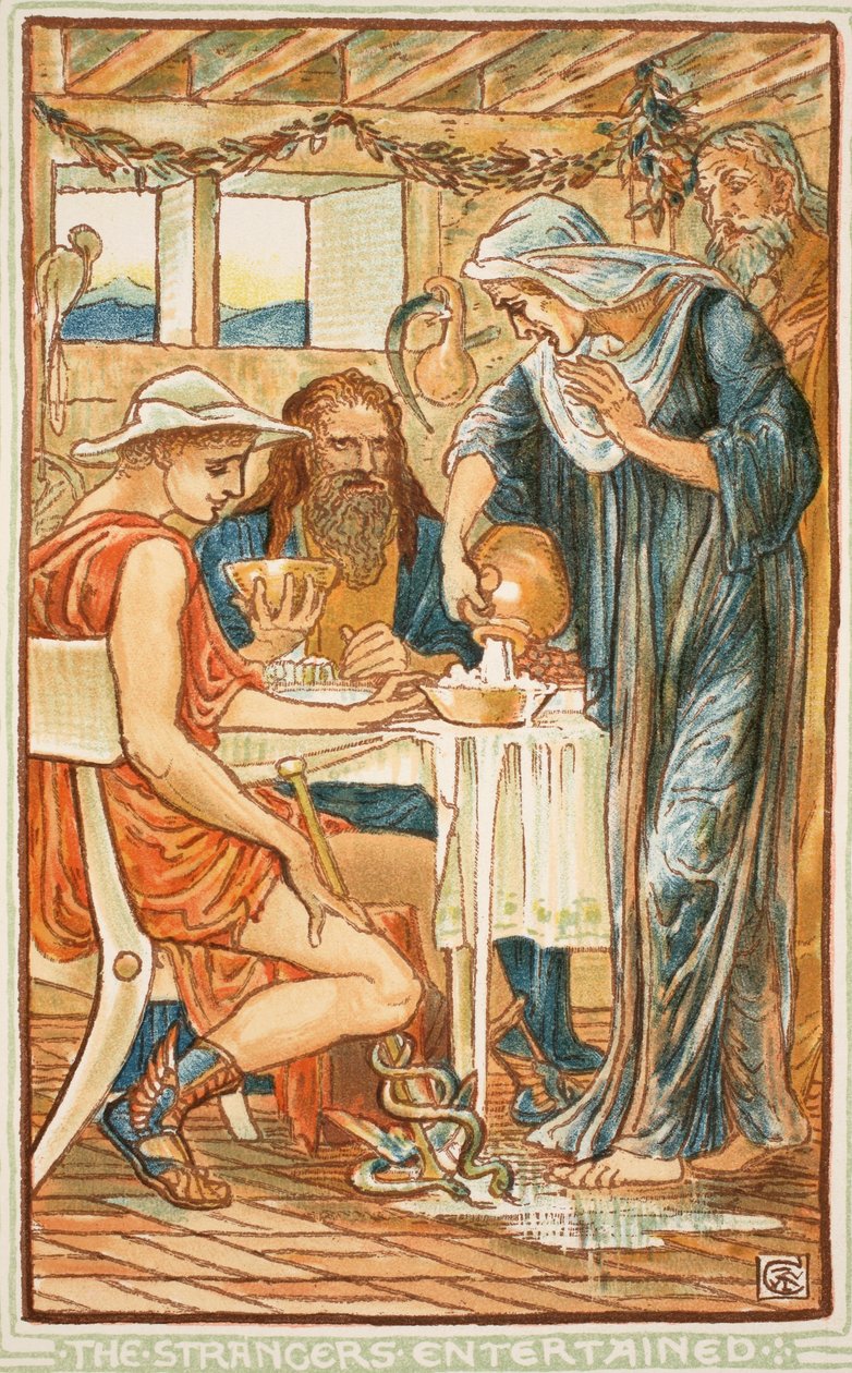Os estranhos entretidos, ilustração de &39;A Wonder-Book para meninas e meninos&39; por Nathanial Hawthorne, 1852 de Walter Crane