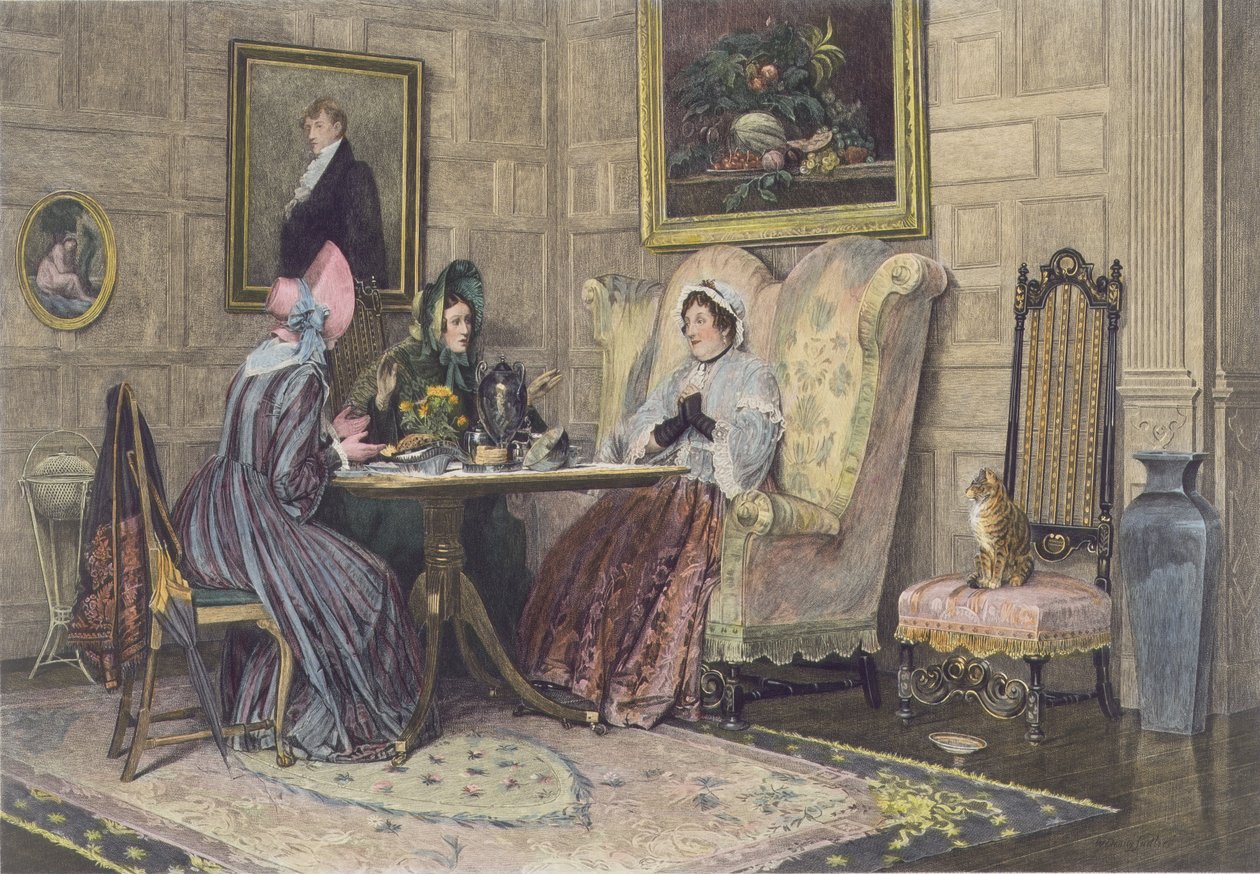 Escândalo e Chá, publicado em 1893 (aquatinta) de Walter Dendy Sadler