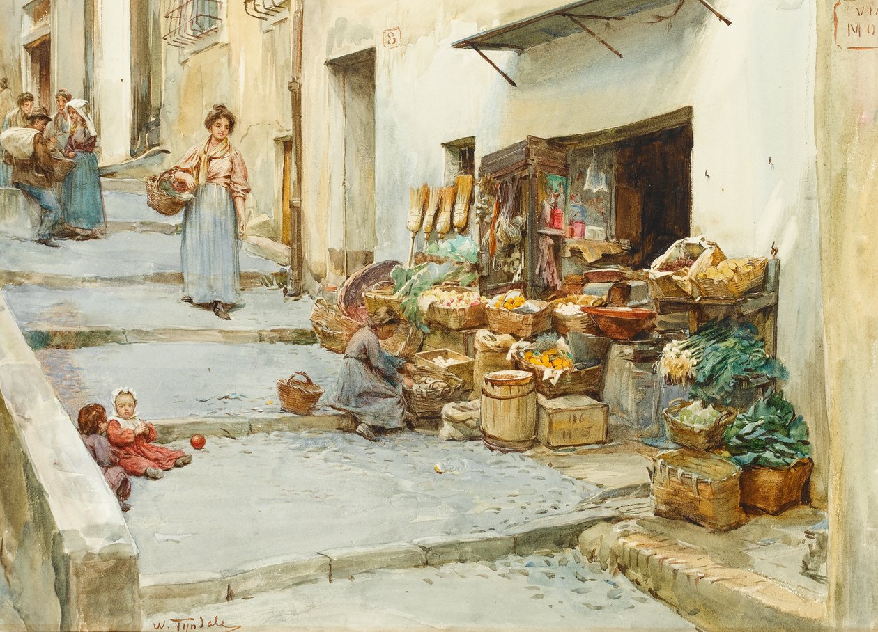 Uma loja de vegetais na Itália (wc no papel) de Walter Frederick Roofe Tyndale