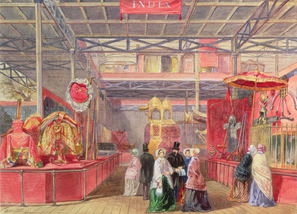 O Tribunal Indiano e Elephant Trappings, a Grande Exposição, 1851 (wc) de Walter Goodall