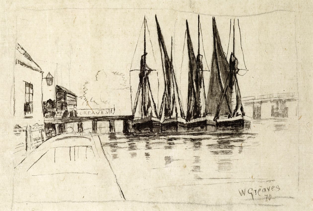 Boatyard dos grevistas, Lindsay Wharf, Chelsea, 1870 de Walter Greaves