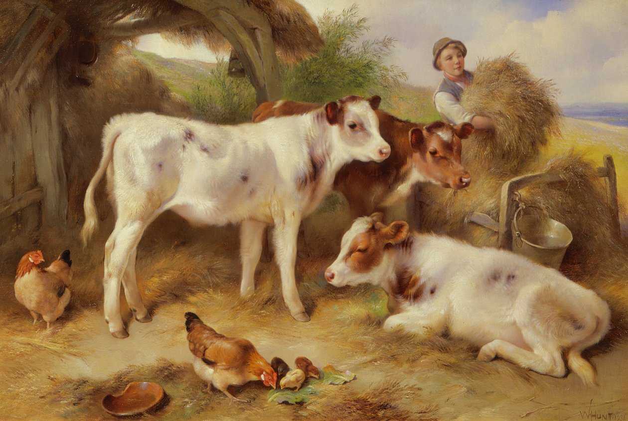 Alimentando os bezerros, 1931 de Walter Hunt