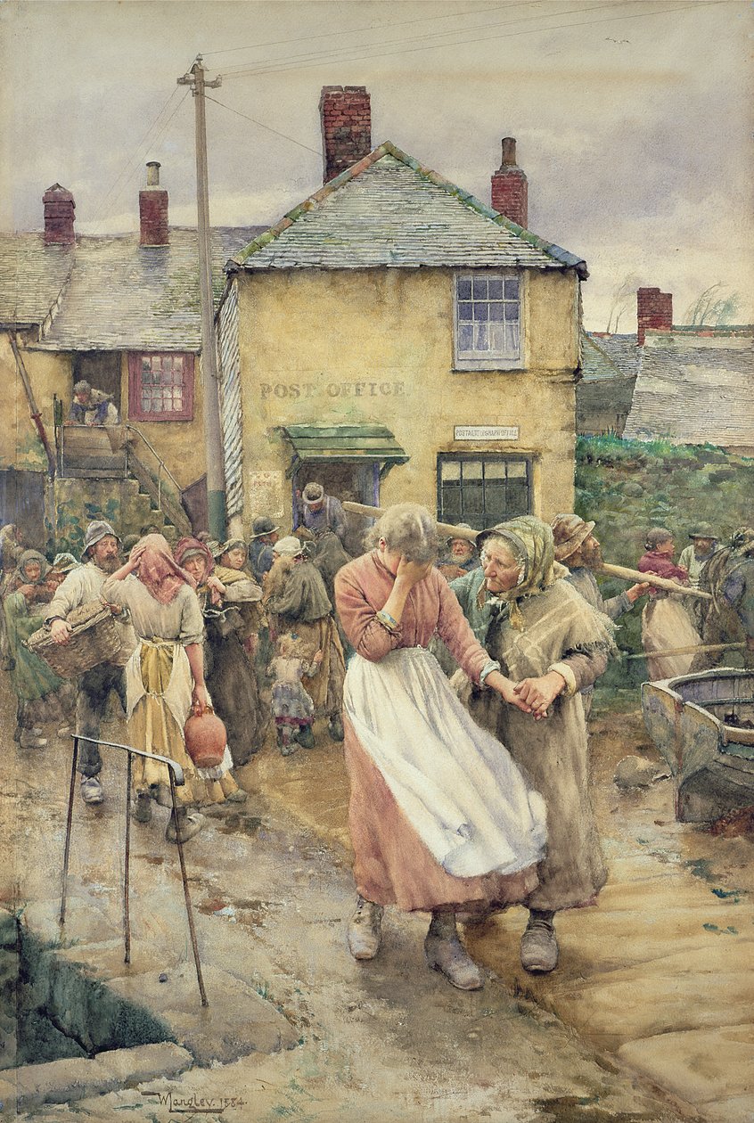 Entre os desaparecidos, 1884 (wc no papel) de Walter Langley