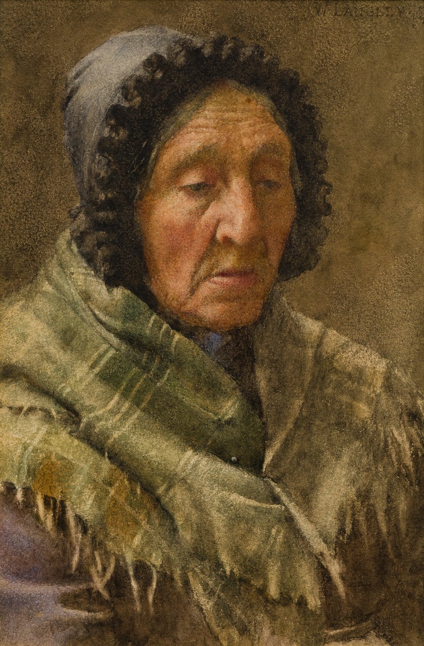 Newlyn Fishwife, 1895 (wc no papel) de Walter Langley