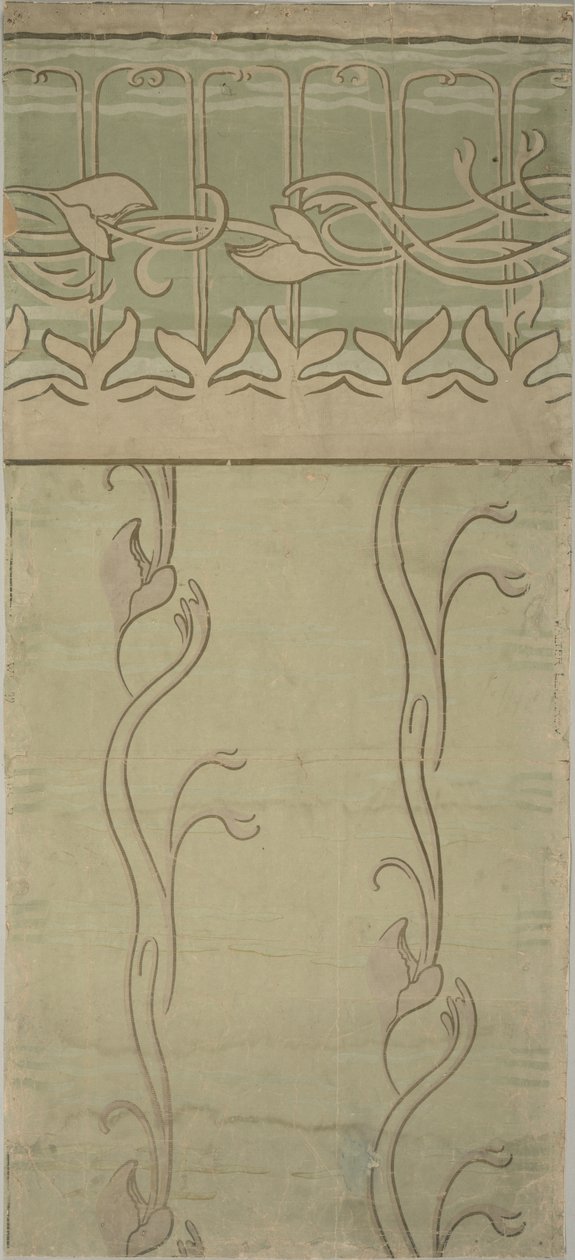 Design de papel de parede com borda de acabamento, 1899 de Walter Leistikow