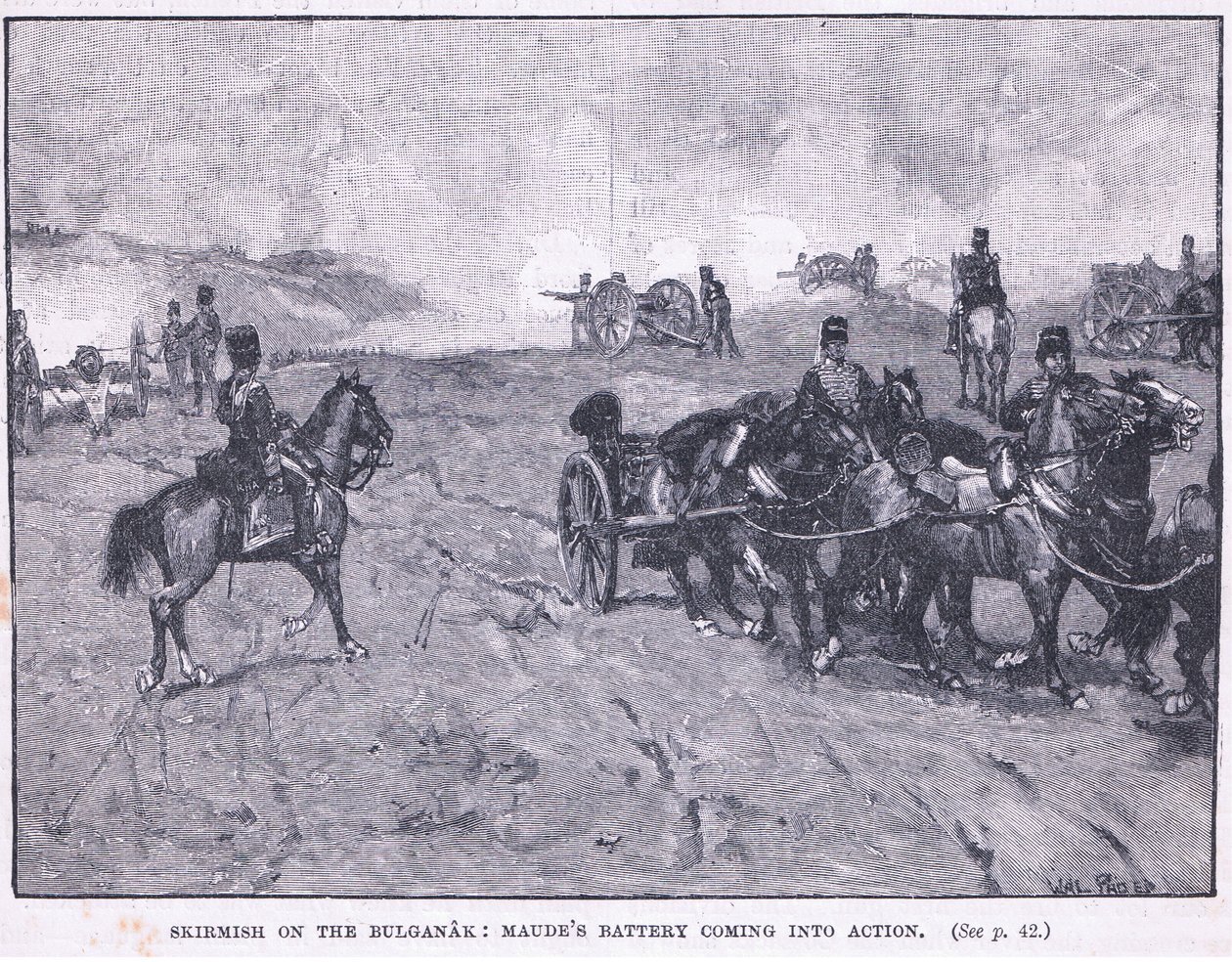 Skirmish on the Bulganak: Bateria de Maude entrando em ação de Walter Paget