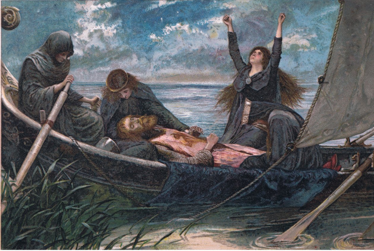 A passagem de Arthur, ilustração de Tennyson Pictures publicada por EP Dutton & Co, c.1900 de Walter Paget
