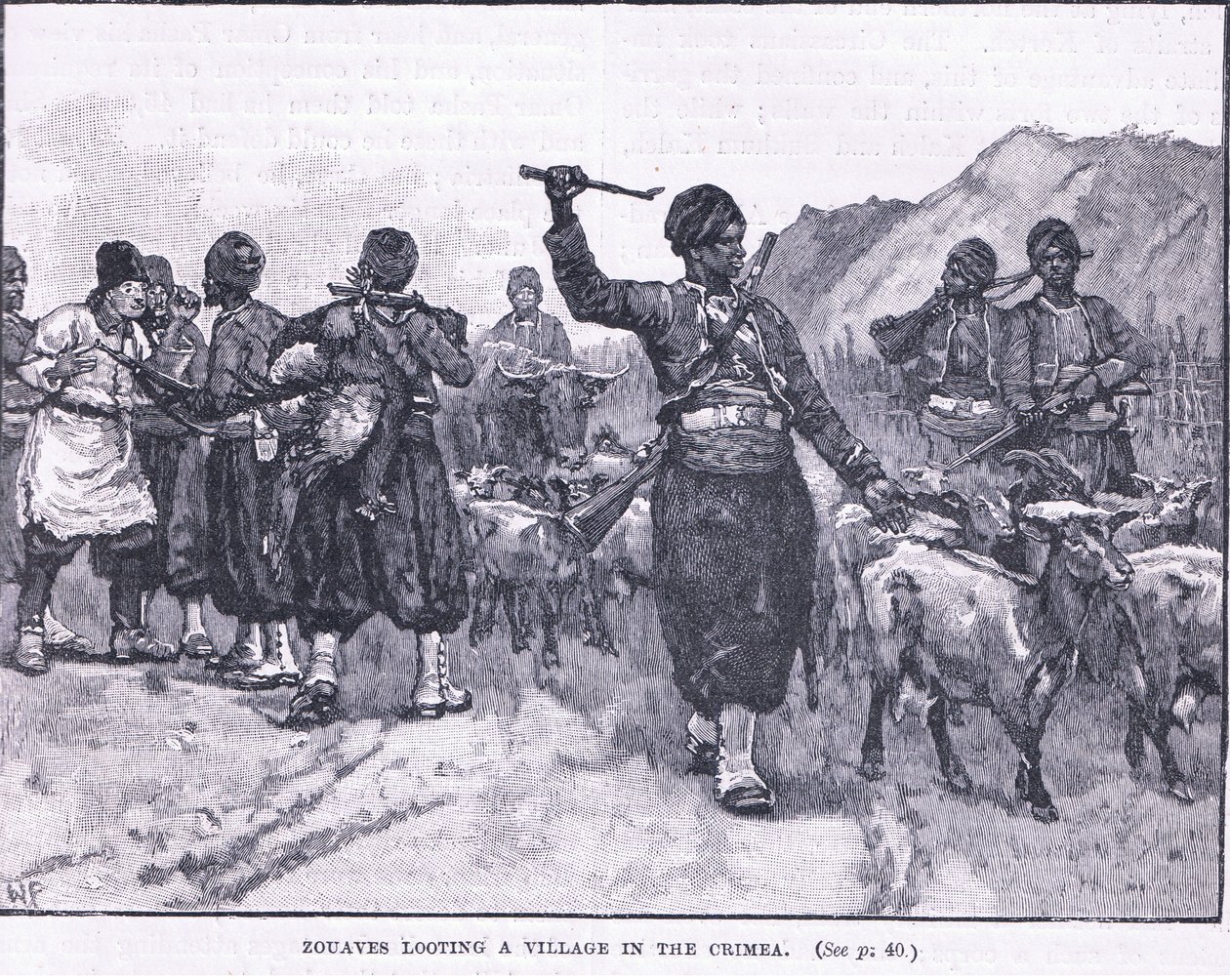 Zouves saqueando uma aldeia na Crimeia 1854 AD de Walter Paget