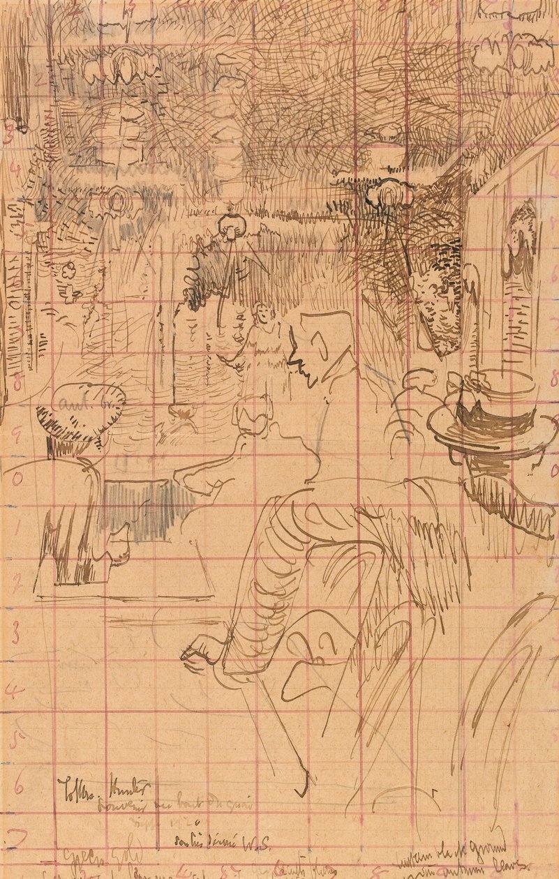Café concerto no Vernet&39;s, Dieppe, 1920 (grafite e tinta marrom no papel) de Walter Richard Sickert