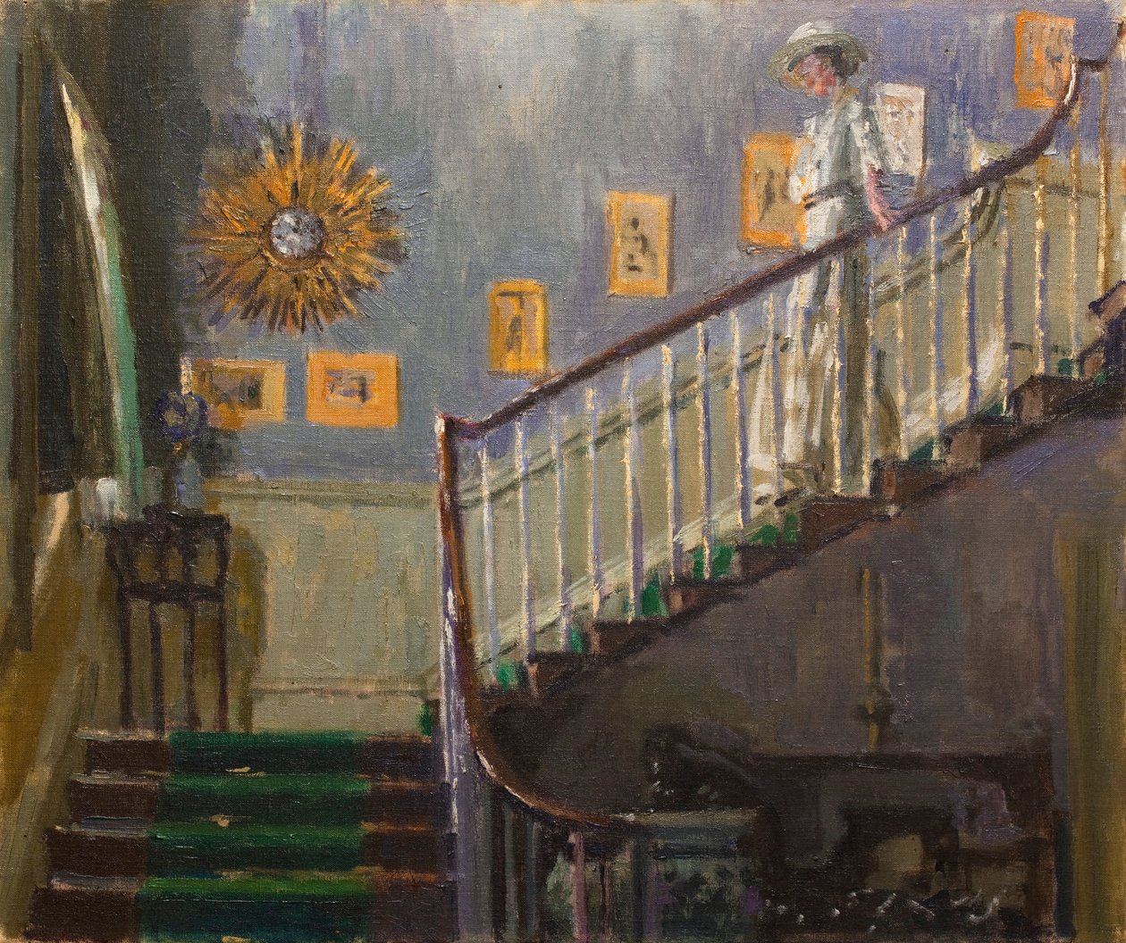 Ethel Sands descendo as escadas em Newington de Walter Richard Sickert