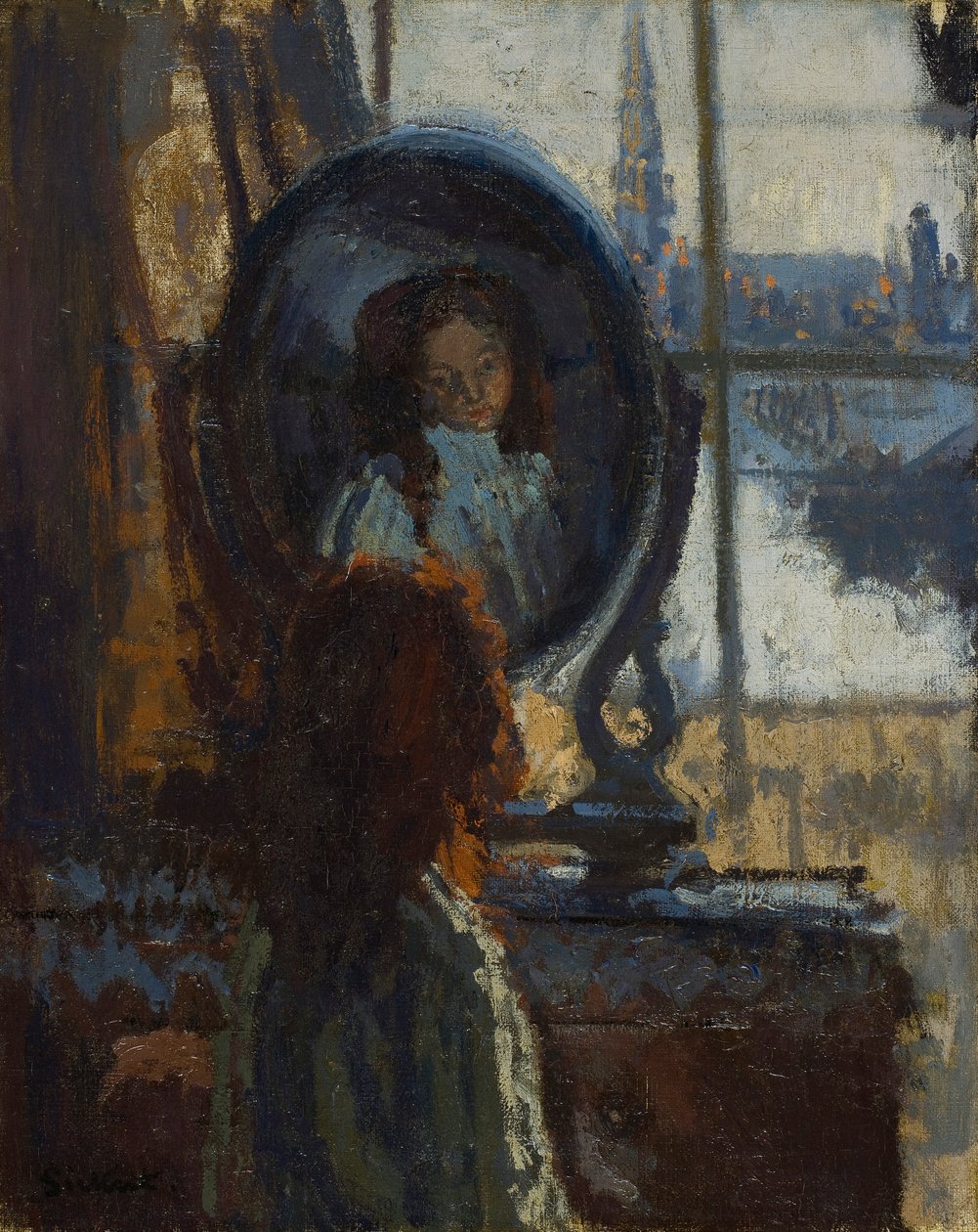 Garota em um espelho, pequena Rachel, 1907 de Walter Richard Sickert