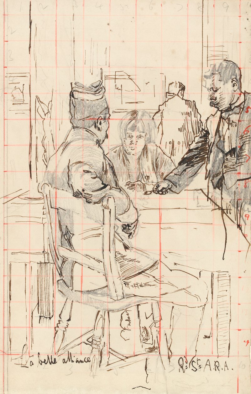 &39;La belle alliance&39; (caneta e tinta com grafite sobre papel) de Walter Richard Sickert