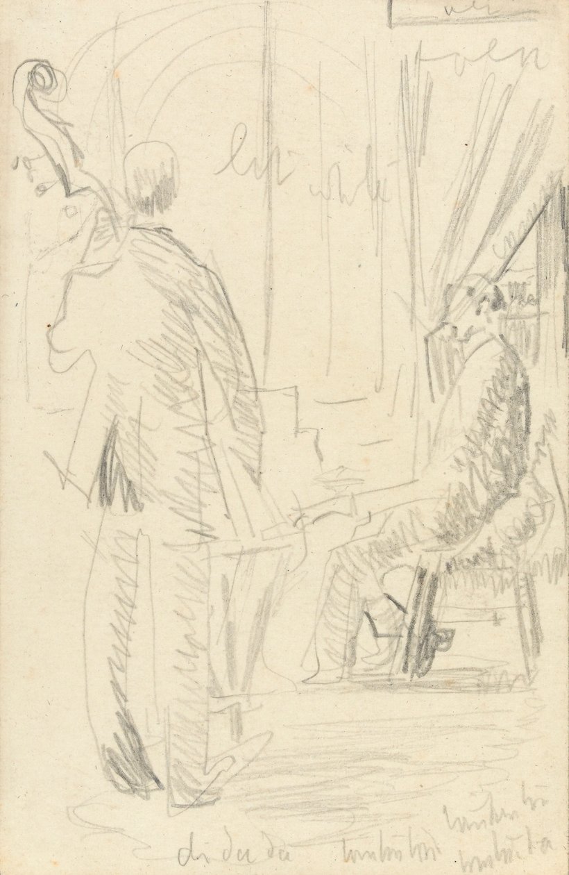 Grupo Musical: Contrabaixo e Piano (grafite sobre papel) de Walter Richard Sickert