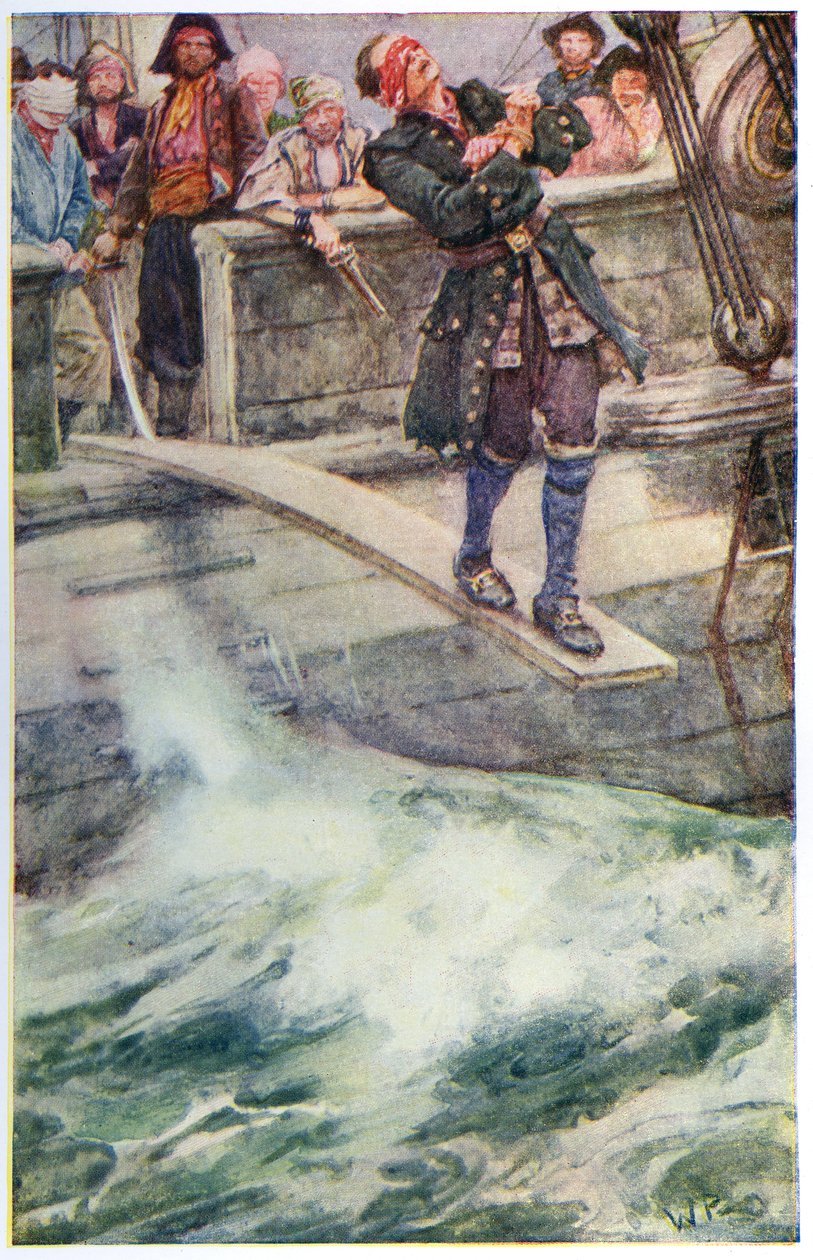 &39;Walking the plank&39;, ilustração de &39;O Mestre de Ballantrae&39; por Robert Louis Stevenson de Walter Stanley Paget