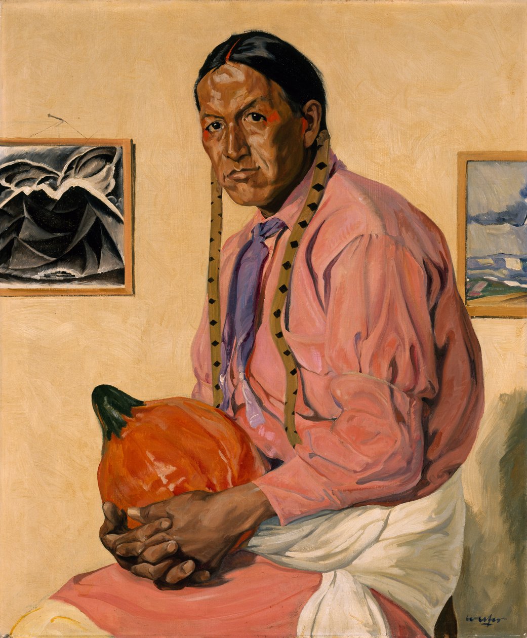 Retrato de um homem com uma abóbora, c.1914-29 de Walter Ufer